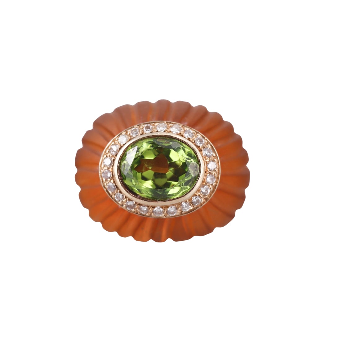 14k Gold Diamond Peridot Cocktail Dome Ring (1 of 4)