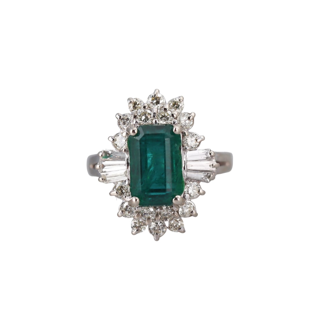 14k Gold Diamond 2.70ct Emerald Cluster Ring (1 of 4)