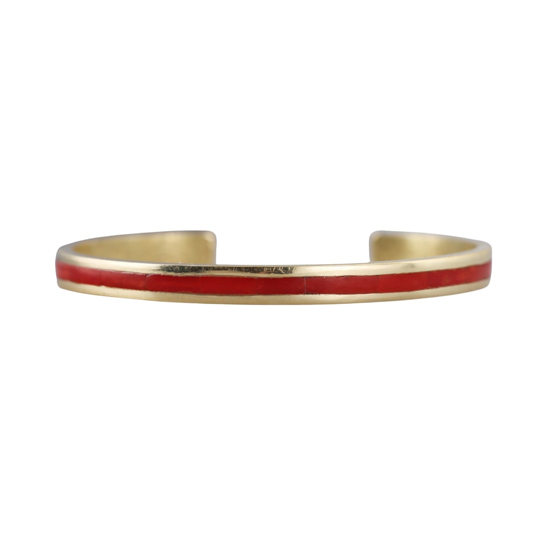 Native American B Joe Navajo 18k Gold Coral Cuff Bracelet: Metal : 18k Yellow Gold Designer : B Joe Gemstone : Coral (minor chips present). Measurements : Bracelet will fit approx. 7" wrist and is 5.7mm wide. Marked: : B Joe, 18k. W