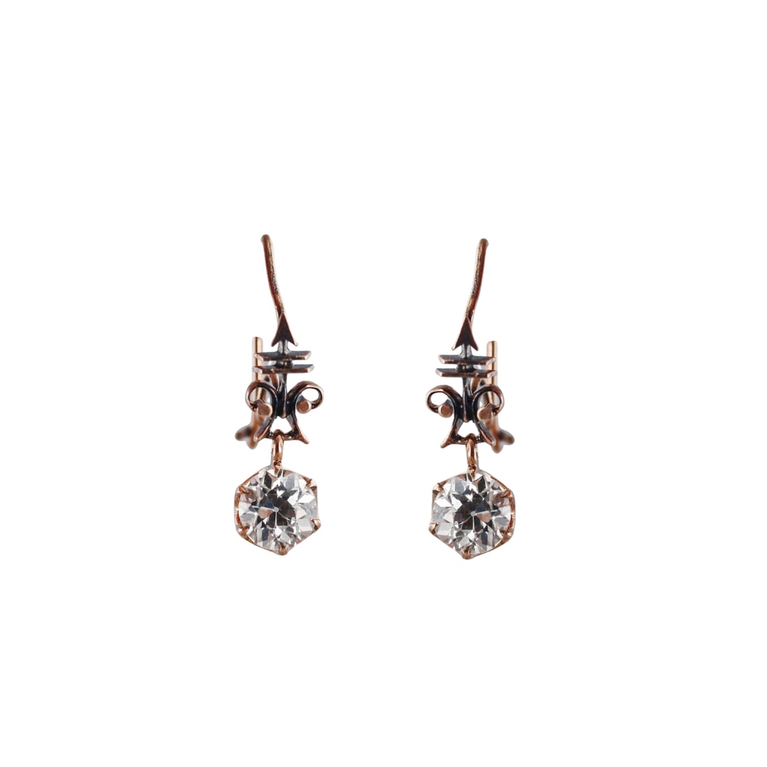 Antique 1.50ctw Diamond Drop Gold Earrings (1 of 3)