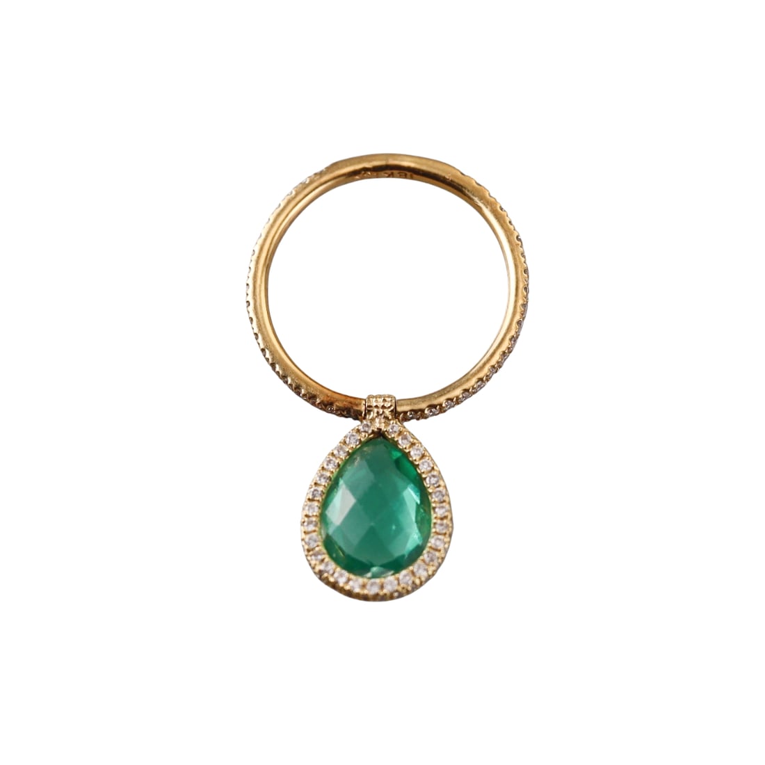 Nina Runsdorf 18k Gold Diamond Emerald Flip Ring: Metal : 18k Yellow Gold Designer : Nina Runsdorf Gemstone : Emerald, Diamonds approx. 0.53ctw. Measurements : Ring size 6.5, charm is 15 x 10.5mm. Marked: : NR 18k. Weight: