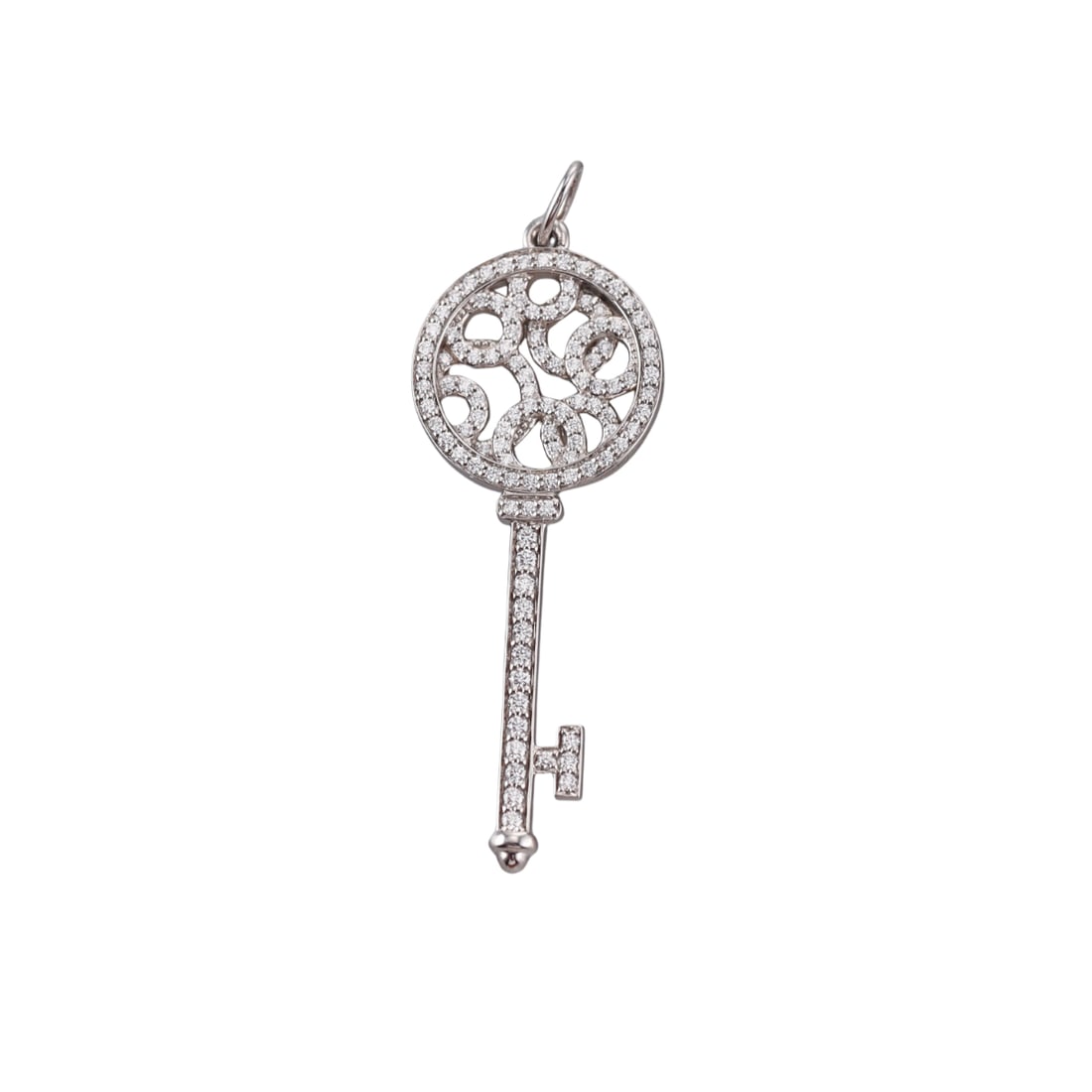 Tiffany & Co Platinum Diamond Bubble Key Pendant: Metal : Platinum Designer : Tiffany & Co Gemstone : Diamonds approx. 0.50ctw Measurements : Pendant is 36mm x 14mm Marked: : Tiffany & Co Pt950 Italy Weight: : 4 grams 