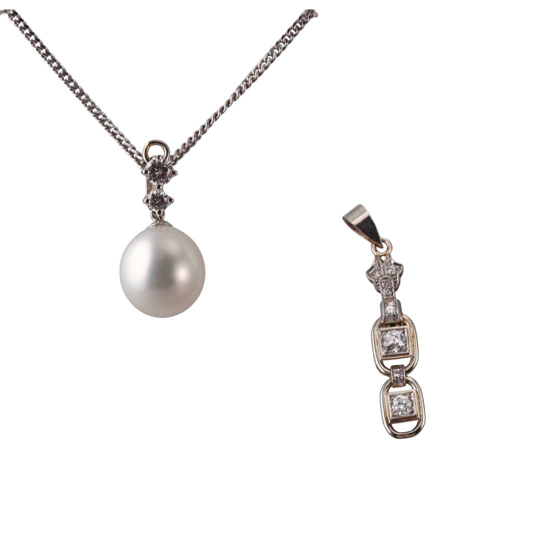 18k Gold Diamond Pearl Pendant Necklace Lot (1 of 4)