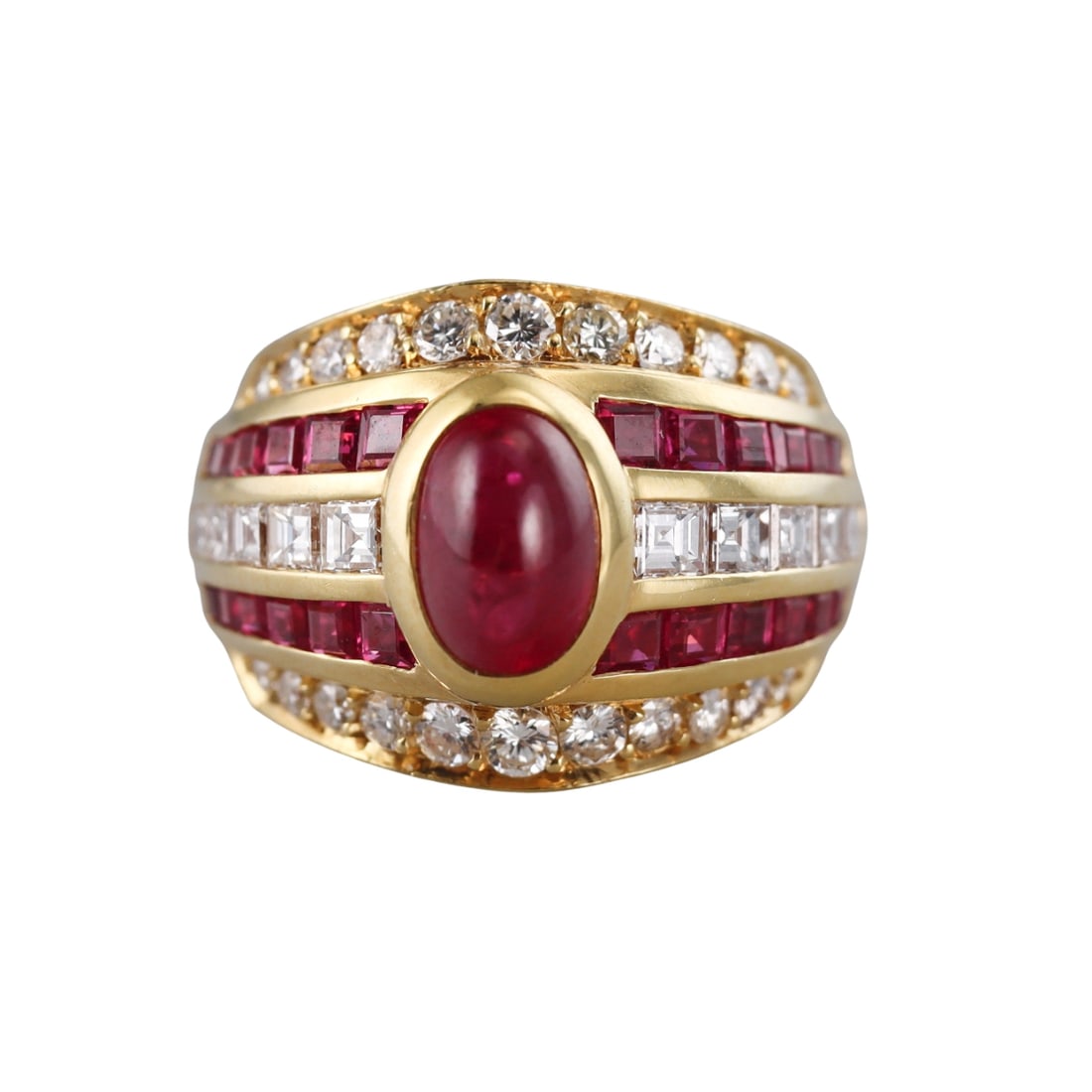 18k Gold Diamond Cabochon Ruby Cocktail Ring (1 of 4)
