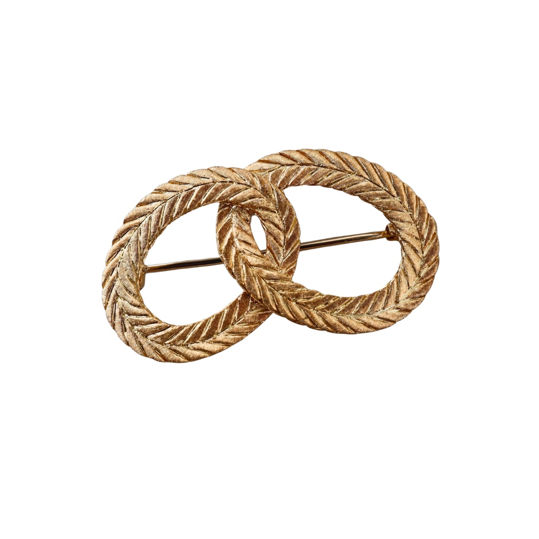 Buccellati 18k Gold Interlocked Brooch Pin: Metal : 18k Yellow Gold Designer : Buccellati Gemstone : None Measurements : Brooch is 41mm x 25mm. Marked: : 750, 12 CO, Buccellati, 18k, Italy. Weight: : 13.1 grams