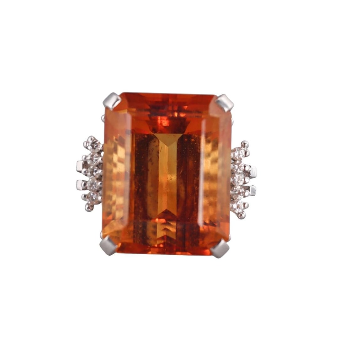 Platinum 21.5ct Citrine Diamond Cocktail Ring (1 of 4)