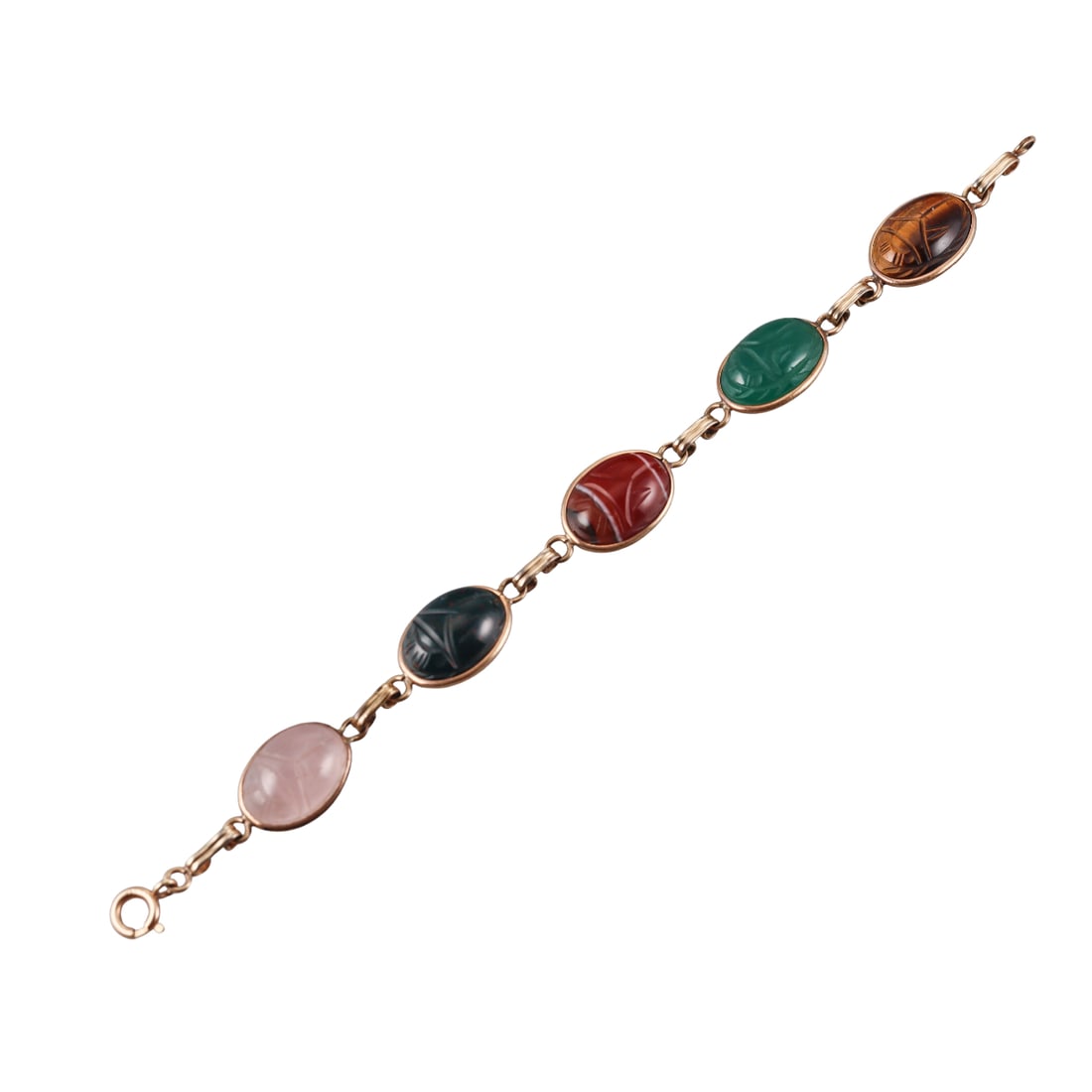 Art Deco 14k Gold Scarab Multi Gemstone Bracelet (1 of 4)