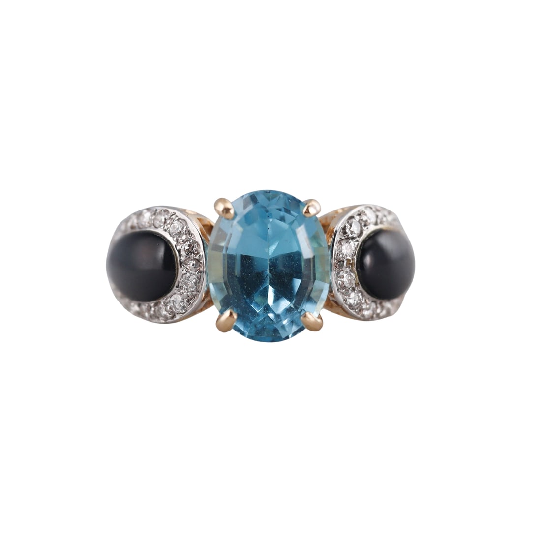 14k Gold Blue Quartz Diamond Enamel Ring (1 of 3)