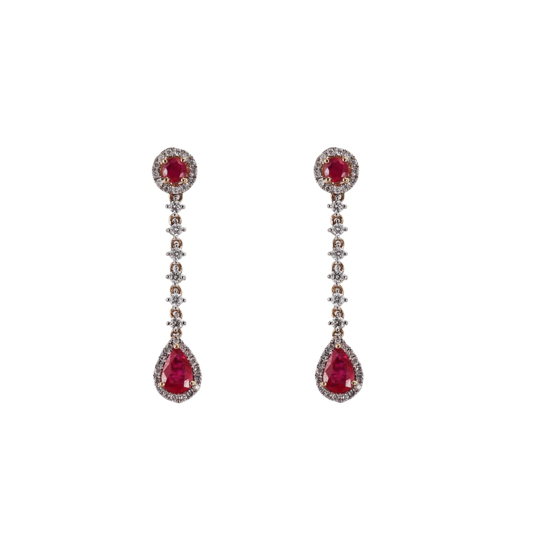 Kallati Gold Diamond Ruby Drop Earrings (1 of 2)