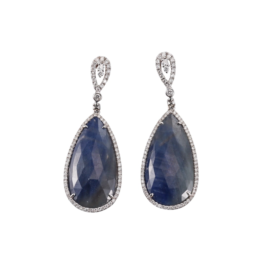 18k Gold Diamond Sapphire Drop Earrings (1 of 4)
