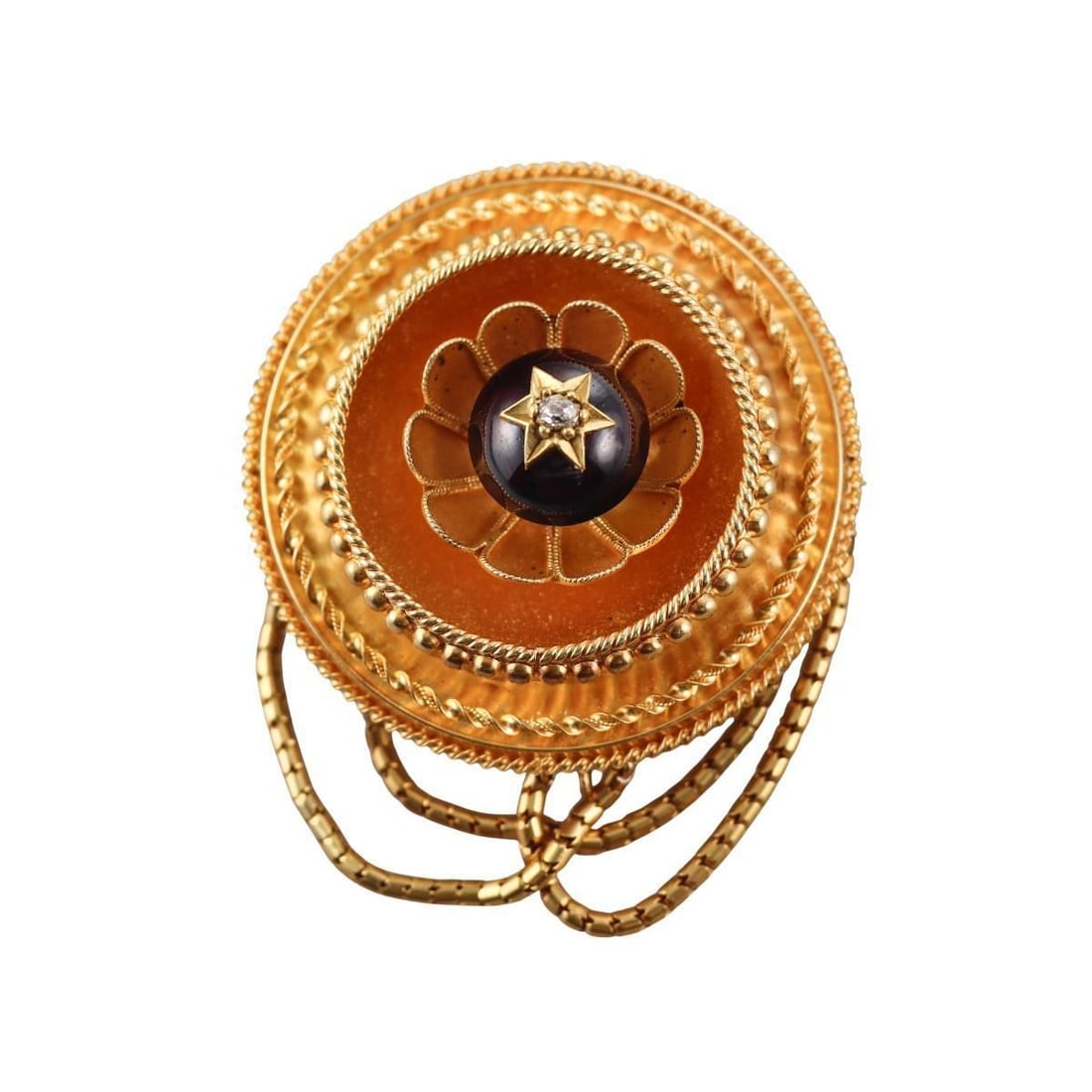 Antique Victorian 18k Gold Garnet Diamond Locket Brooch (1 of 5)