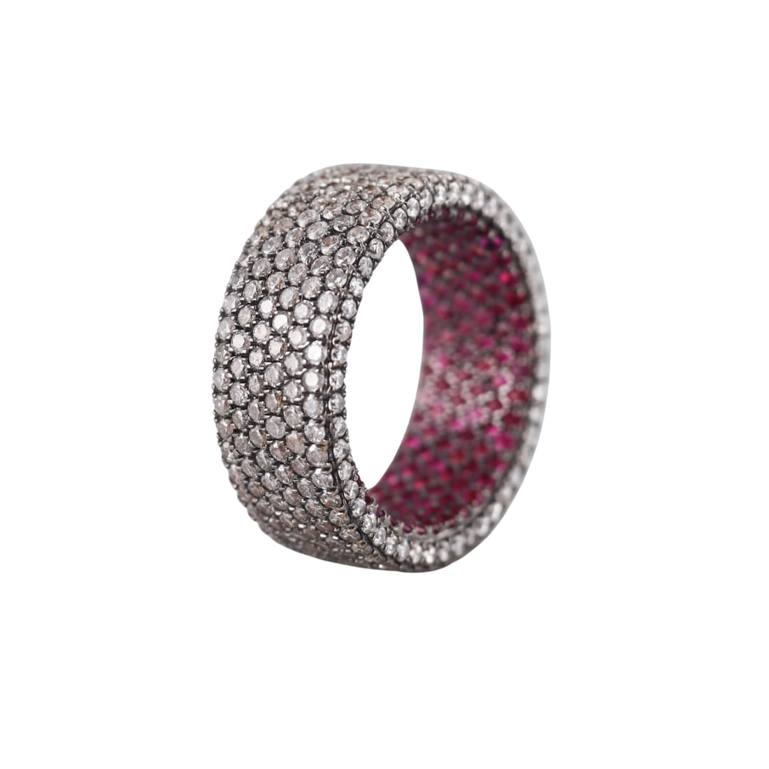 18k Gold 3.67ctw Diamond 2.62ctw Ruby Inside Out Eternity Band Ring (1 of 4)