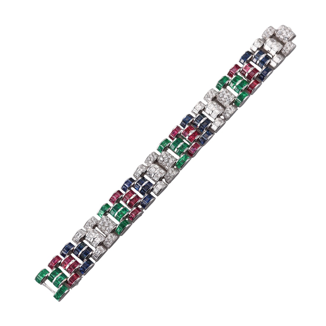 18k Gold Diamond Emerald Sapphire Ruby Bracelet (1 of 6)