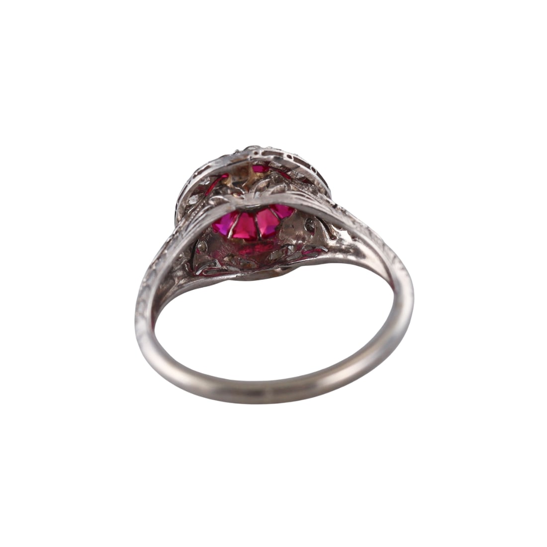 Art Deco Platinum Diamond Ruby Ring - 3