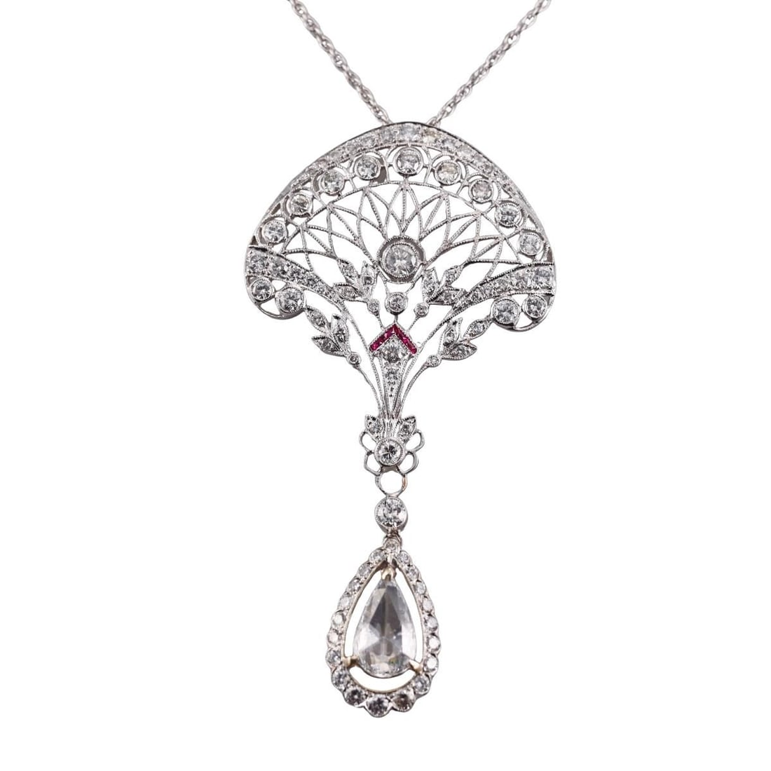 14k Gold 4ctw Diamond Ruby Pendant Necklace (1 of 6)