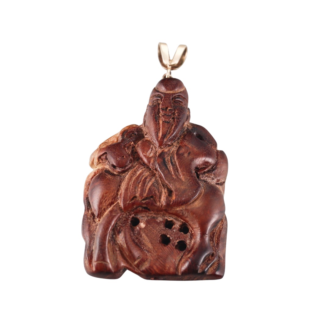 14k Gold Wood Large Pendant: Metal : 14k Gold Designer : Not Signed Gemstone : n/a Measurements : Pendant is 65mm x 37mm Marked: : Tested - 14k Weight: : 16.9 grams Condition: : Excellent 