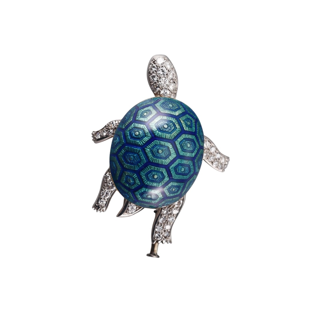 18k Gold Diamond Enamel Turtle Brooch Pin (1 of 5)