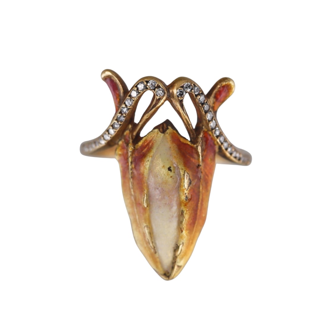 Antique 18k Gold Diamond Enamel Ring (1 of 4)