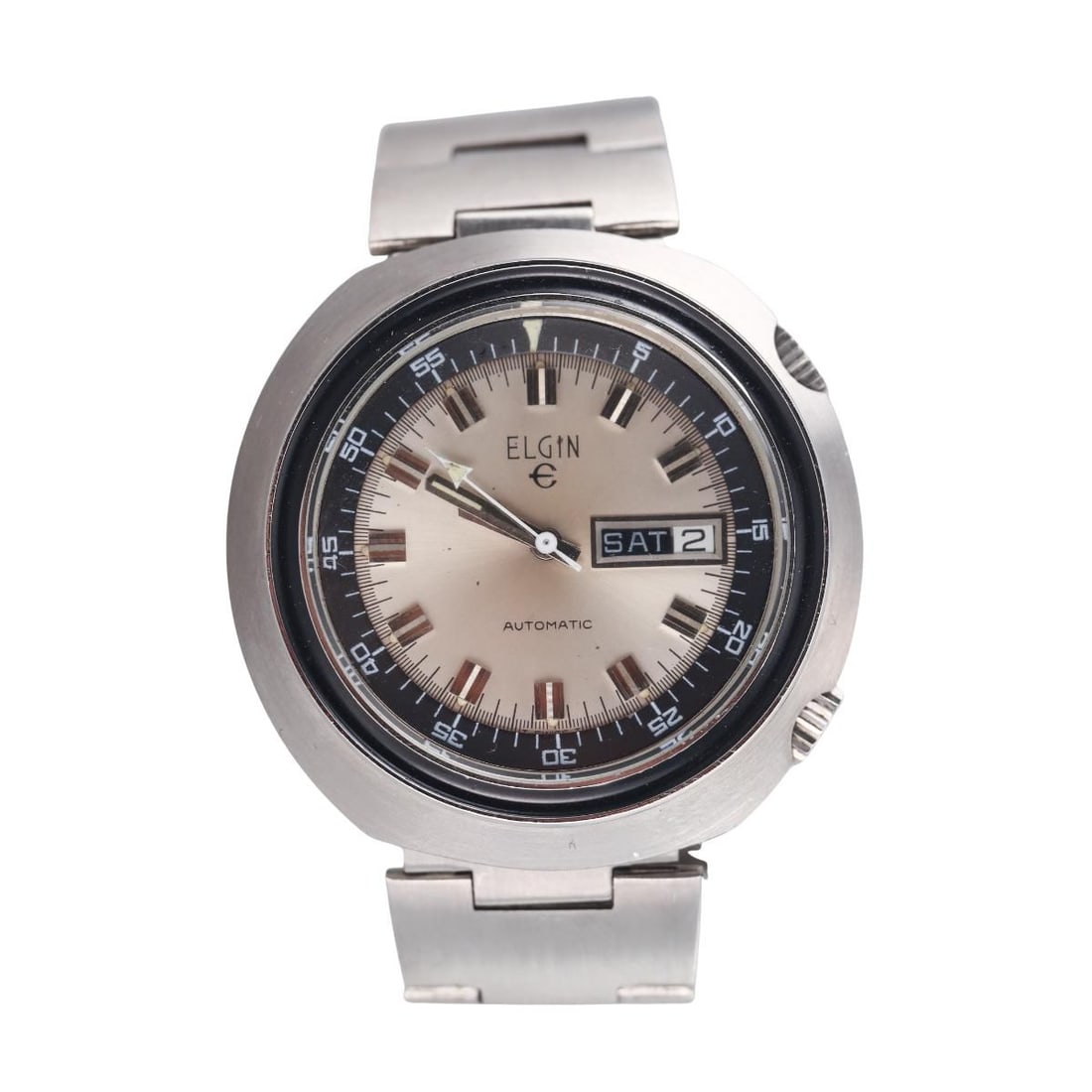 1970s Elgin Compressor Steel Day Date Diver's Watch 1501 (1 of 4)