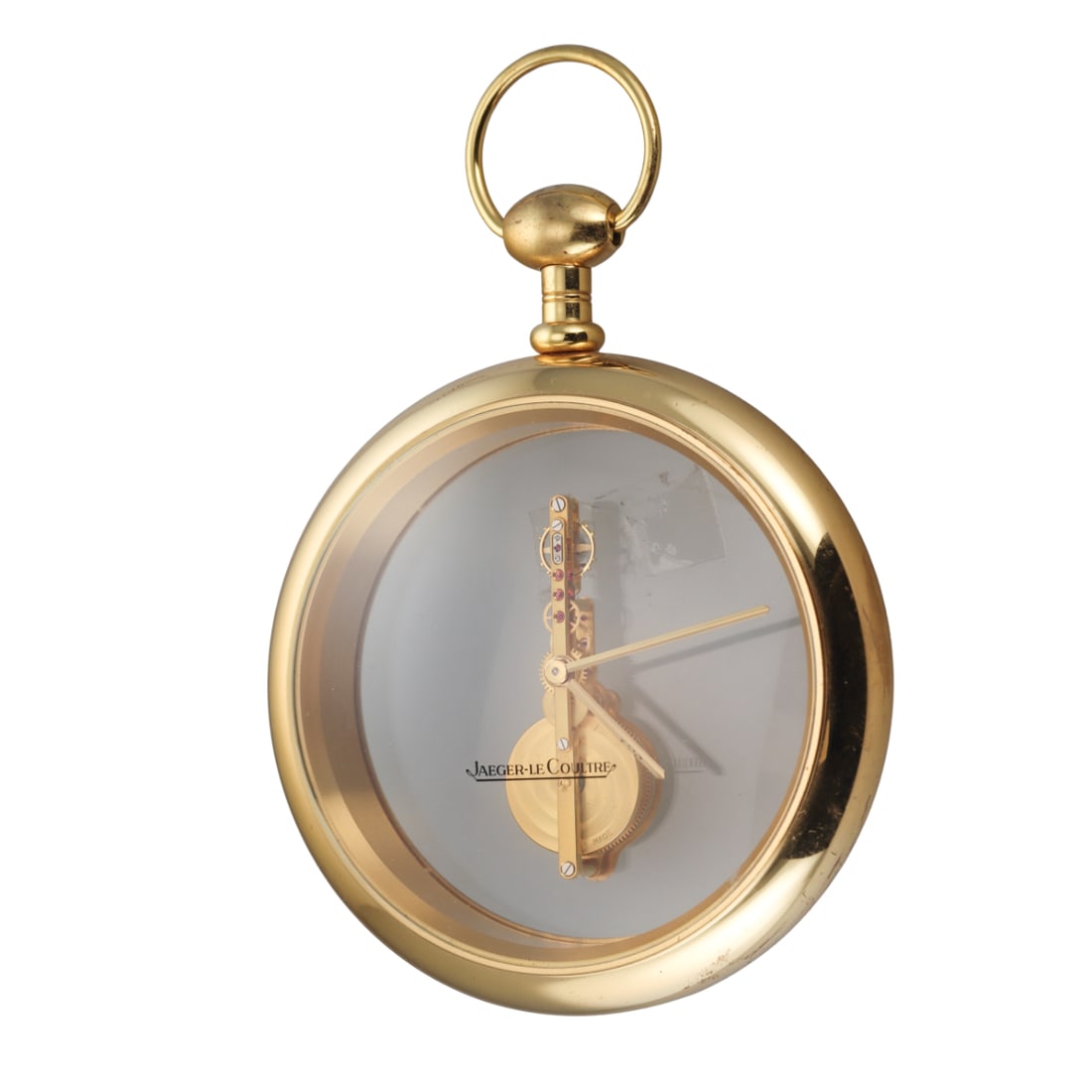 Jaeger LeCoultre 1970s Gilt Baguette Skeleton Pocket Watch Clock 557 (1 of 4)