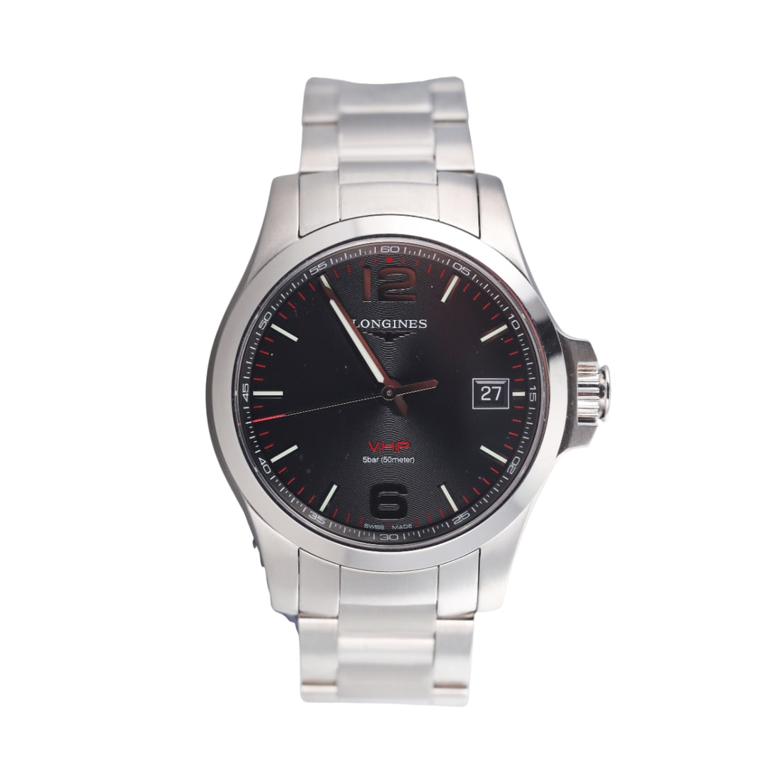 Longines Conquest V. H. P. Steel Black Dial Watch L3.716.4.56.6 (1 of 3)