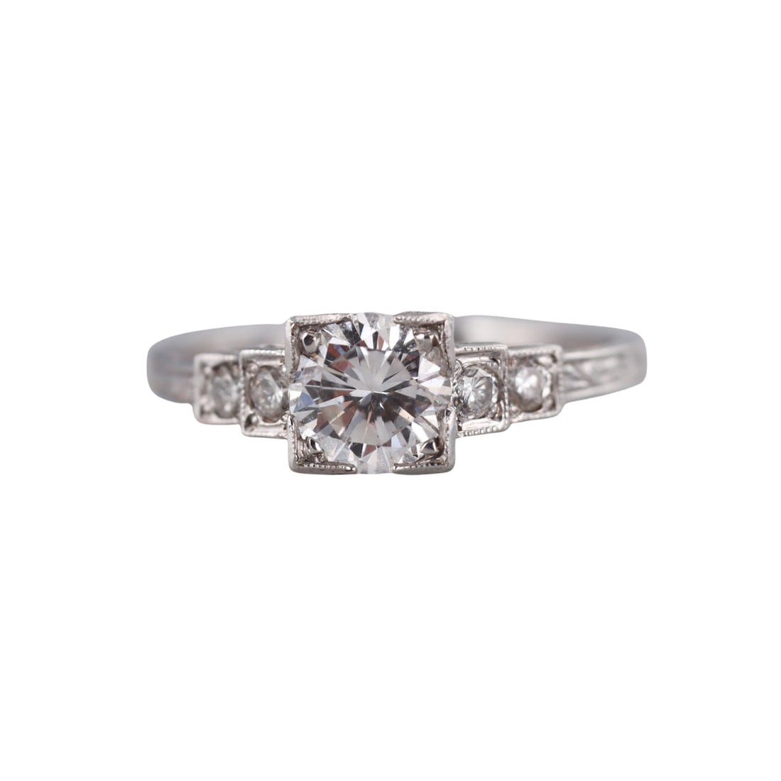 Mid Century Platinum Diamond Engagement Ring (1 of 3)