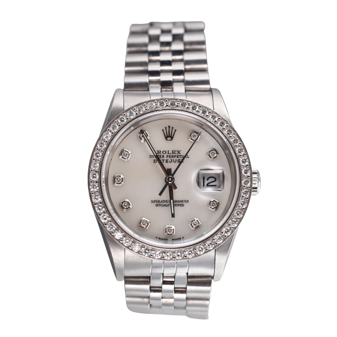 Rolex Datejust MOP Diamond Stainless Steel Men's Watch 16234: Metal : Stainless Steel Designer : Rolex Movement : Automatic - working order. Measurements : Case 36mm, bracelet will fit approx. 7.5" wrist. Reference/Model: : 16234 / Y563***.