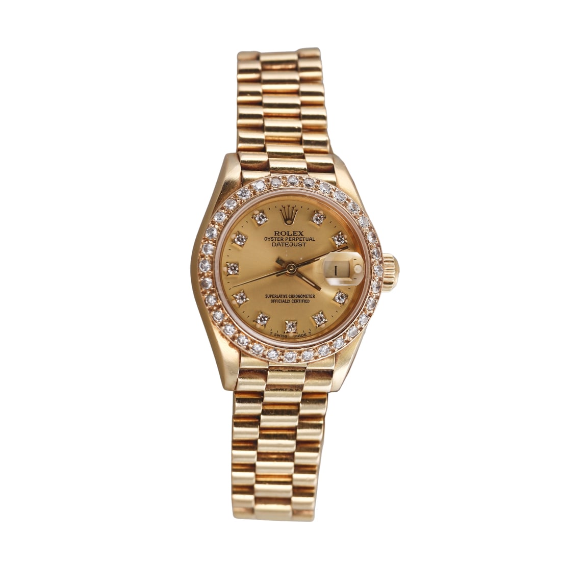 Rolex President Datejust 18k Gold Diamond Ladies Watch 69178 (1 of 5)