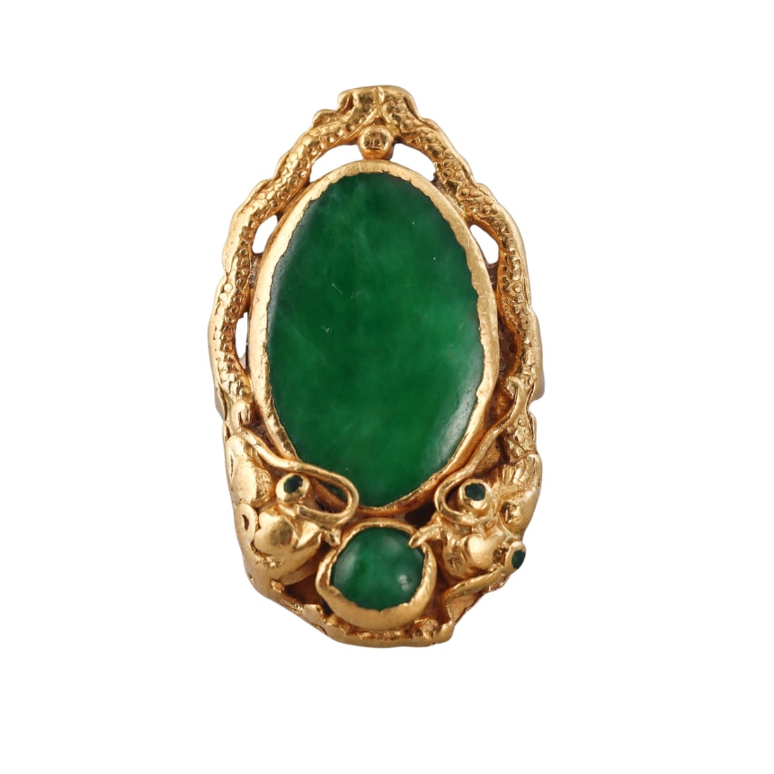 Art Nouveau 14k 18k Gold Jade Ring (1 of 4)