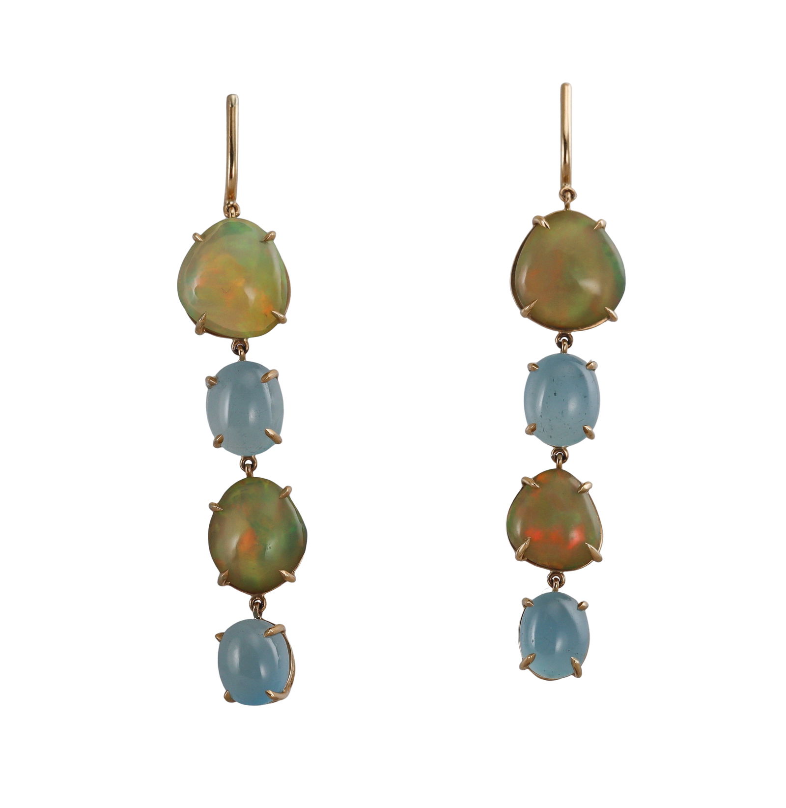 18k Gold Opal Aquamarine Drop Earrings (1 of 4)