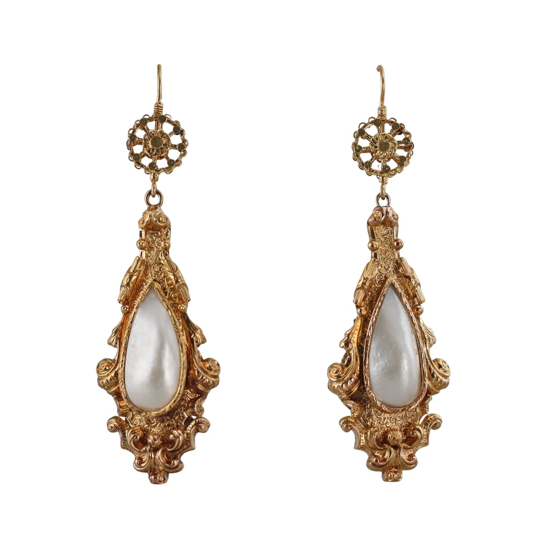 Antique 22k Gold Pearl Drop Earrings (1 of 4)