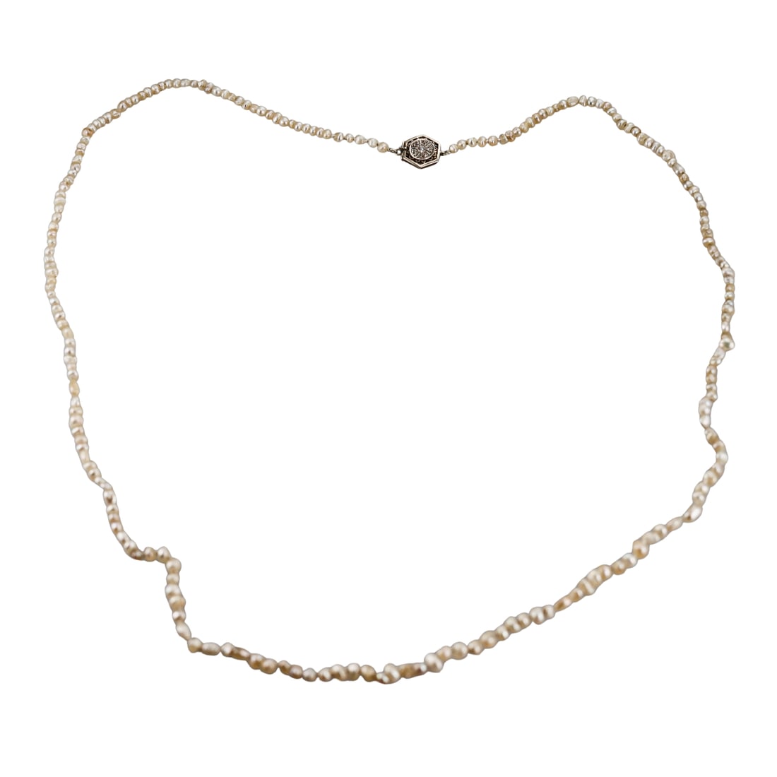Antique 14k Gold Natural Pearl Diamond Necklace (1 of 3)