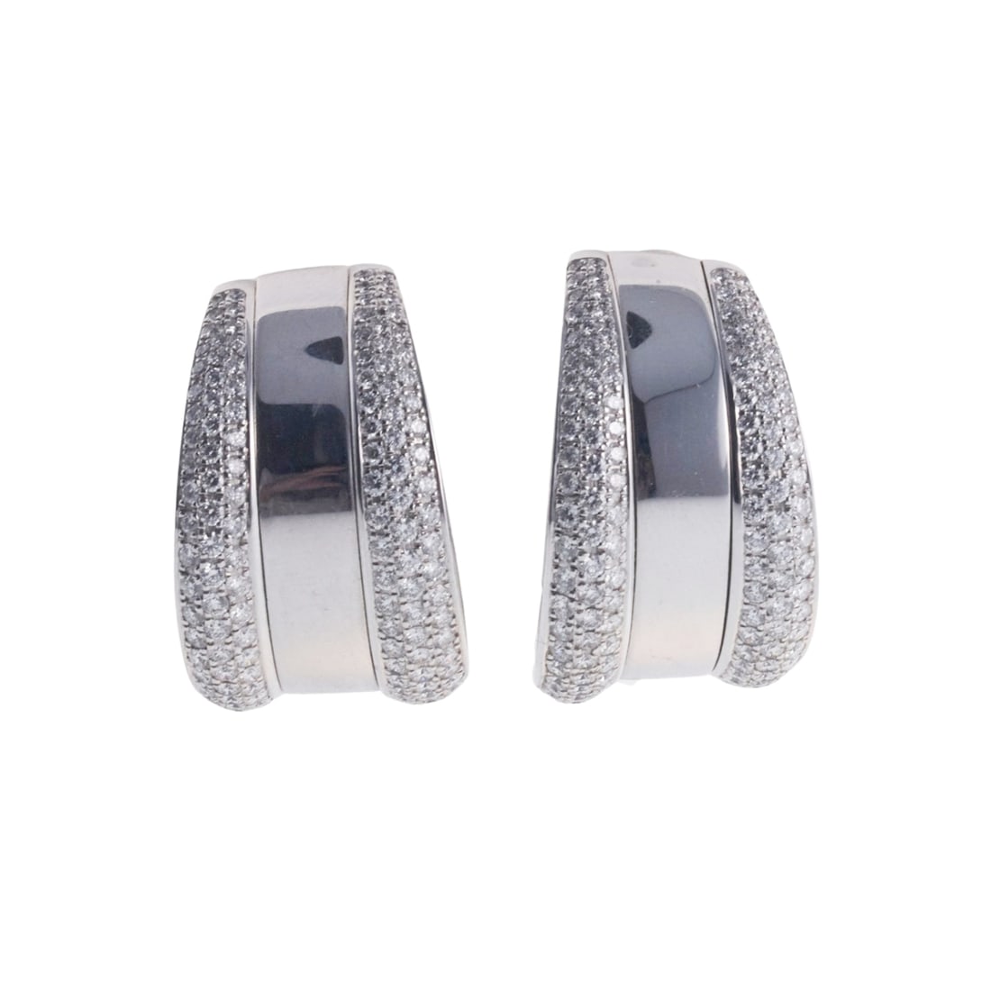 Chopard 2.66ctw Diamond 18k Gold Hoop Earrings: Metal : 18k White Gold Designer : Chopard Gemstone : Diamonds 2.66ctw. Measurements : Earrings are 24mm x 15mm. Marked: : Chopard, 750, Serial No. Weight: : 24.7 grams