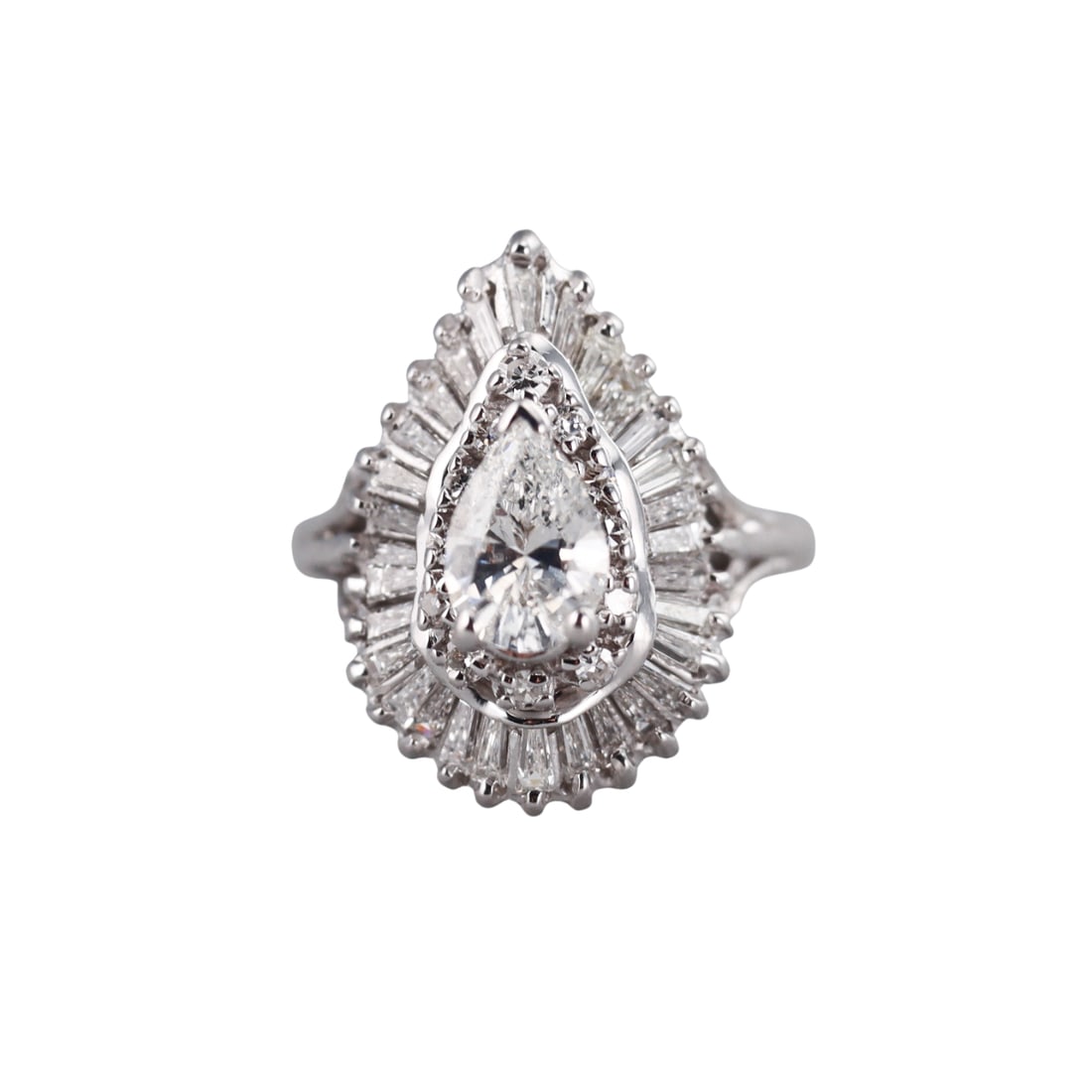 14k Gold 0.95ct Pear Diamond Ballerina Ring (1 of 4)