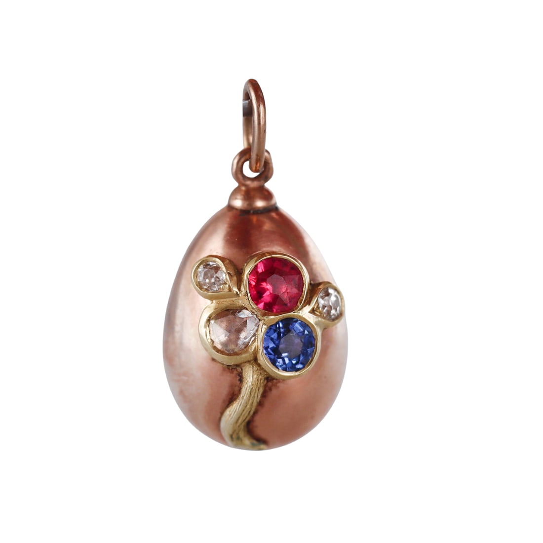 Faberge Antique Imperial Russian Gold Diamond Ruby Sapphire Egg Pendant (1 of 4)