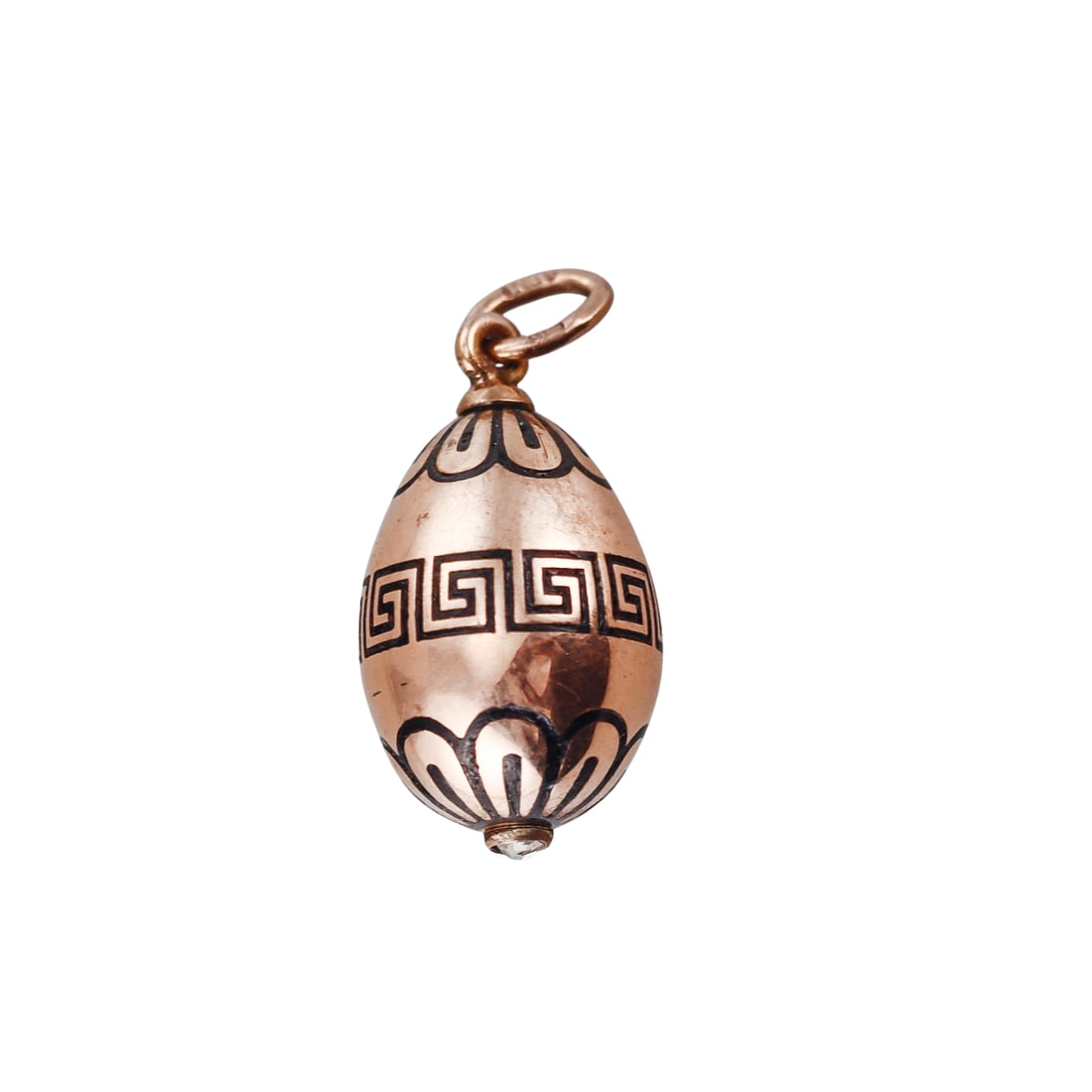 Carl Faberge Antique Imperial Russian 14k Gold Enamel Diamond Egg Pendant (1 of 3)