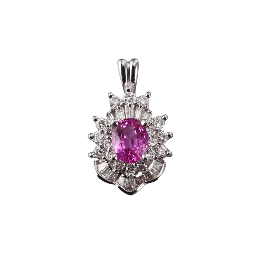 18k Gold 1.25ct Pink Sapphire Diamond Pendant (1 of 3)