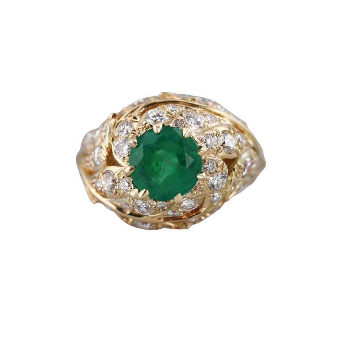 18k Gold Emerald Diamond Cocktail Ring (1 of 5)