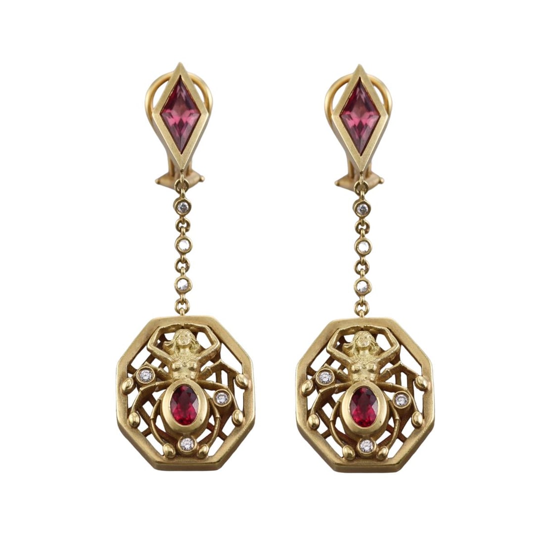 Kieselstein Cord Tourmaline Diamond Goddess Gold Drop Earrings (1 of 5)