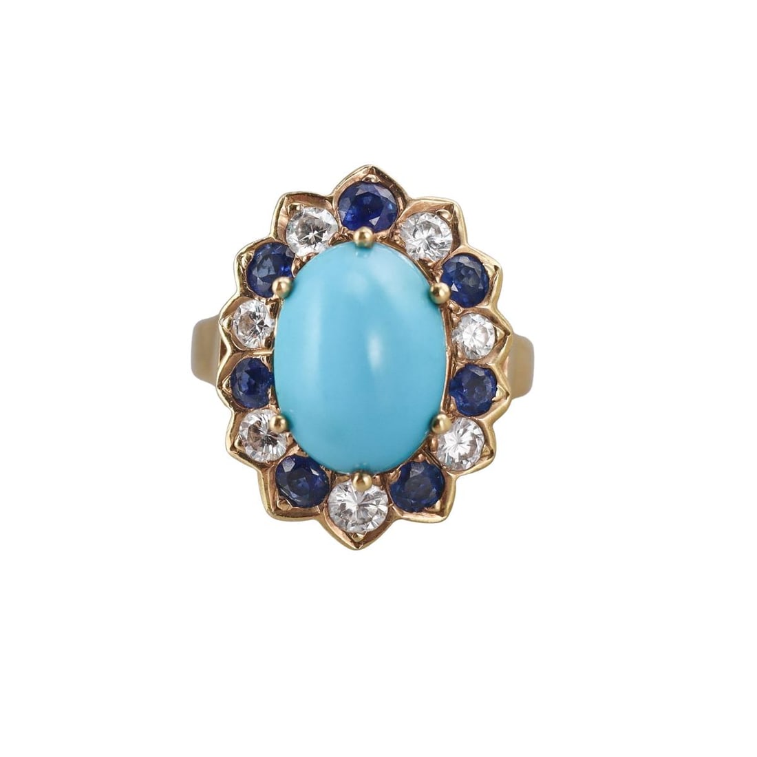 18k Gold Turquoise Diamond Sapphire Ring (1 of 3)