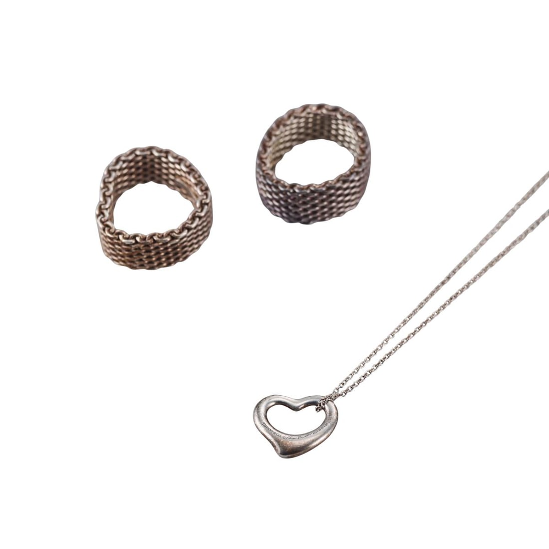 Tiffany & Co Somerset Elsa Peretti Open Heart Silver Ring Necklace Lot of 3pc (1 of 4)