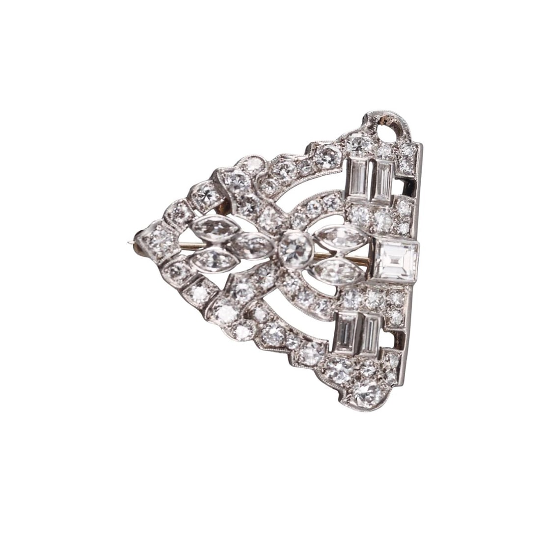 Art Deco Platinum Diamond Brooch Pin (1 of 4)