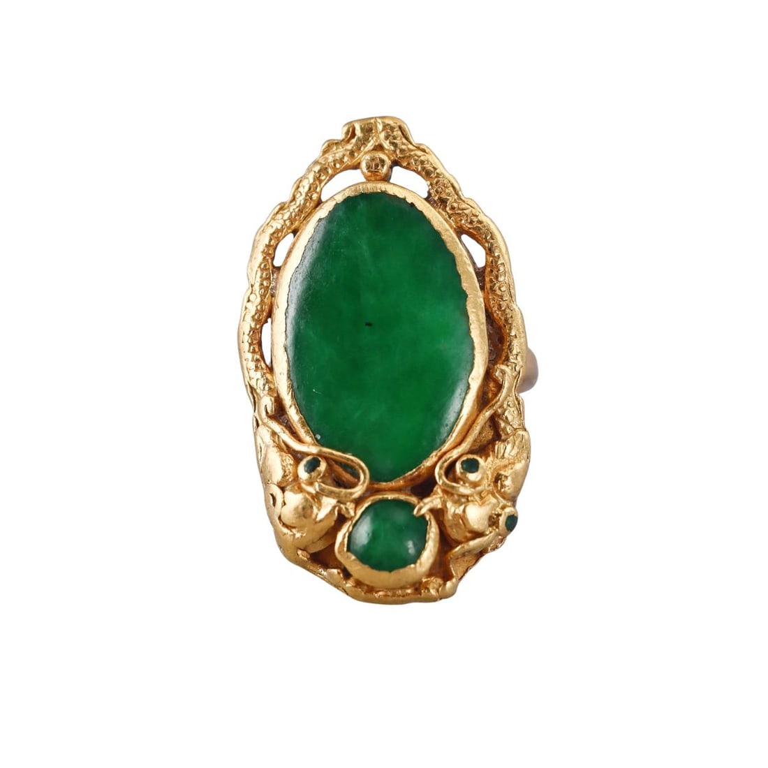 Art Nouveau Antique 18k Gold Jade Ring: Metal : 18k Yellow Gold Designer : Not Signed Gemstone : Jade Measurements : Ring size 3.5, top is 30mm x 17mm. Marked: : Tested 18k. Weight: : 8.2 grams Condit