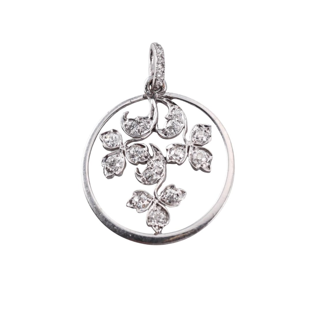Platinum Diamond Pendant: Metal : Platinum Designer : Not Signed Gemstone : Diamonds approx 0.70ctw. Measurements : Pendant is 25mm in diameter. Marked: : Tested plat. Weight: : 5 grams