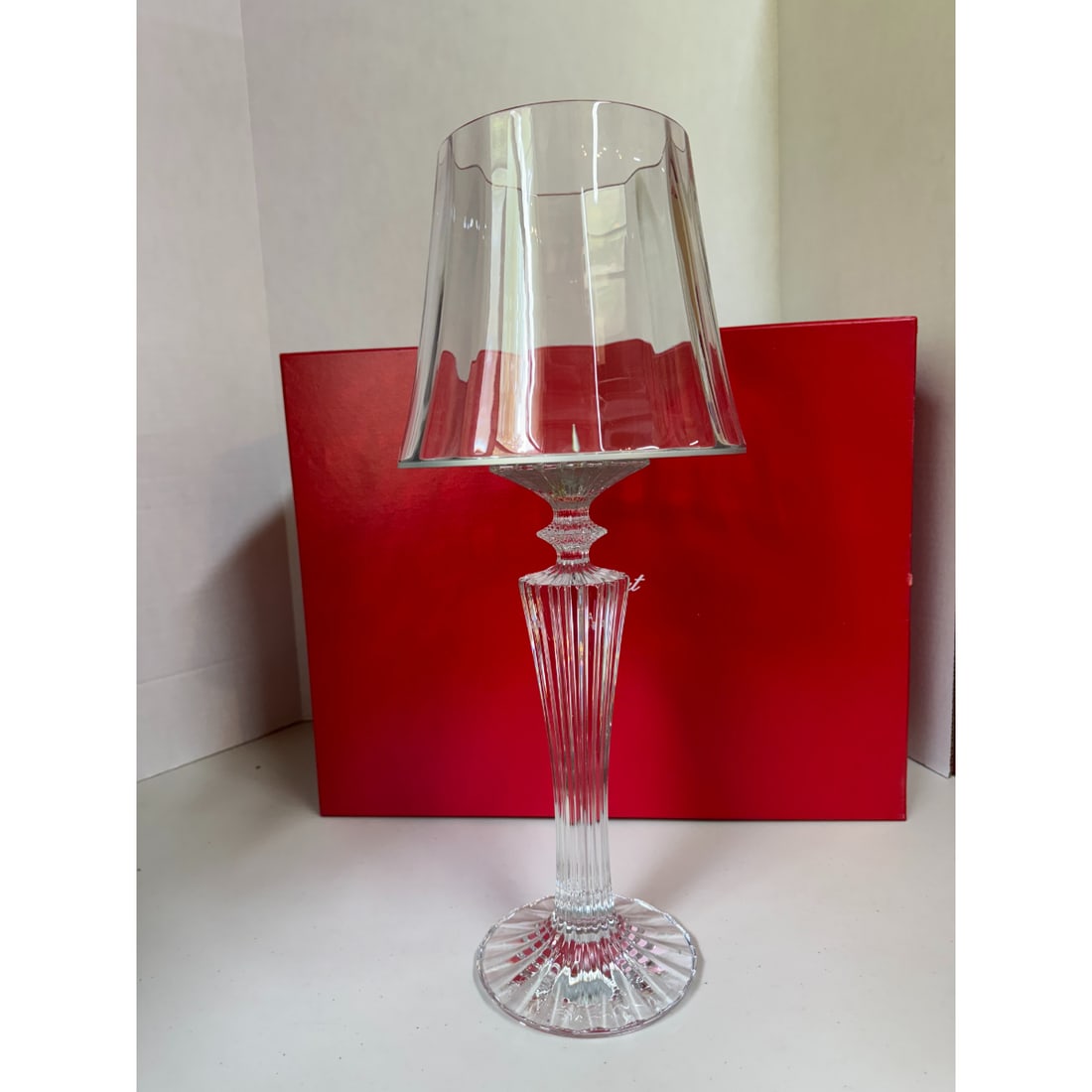 Baccarat Mille Nuits Candle Holder 2612999: Metal : Crystal Designer : Baccarat Measurements : H: 19.5'', D: 5.5''. Marked: : Baccarat. Condition: : New, store sample. Additional: With box.