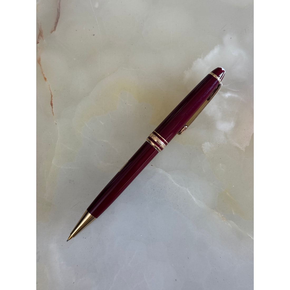 Montblanc Classic Gold Plated Burgundy Lacquer 0.7mm Mechanical Pencil (1 of 2)