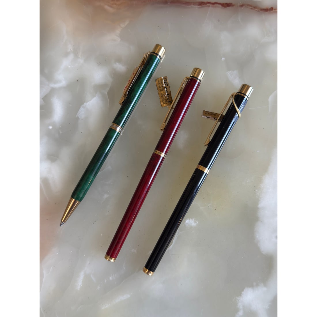Sheaffer Targa Gold Plated 14k Gold F M Nib Fountain Rollerball Pen Lot of 3 (1 of 2)