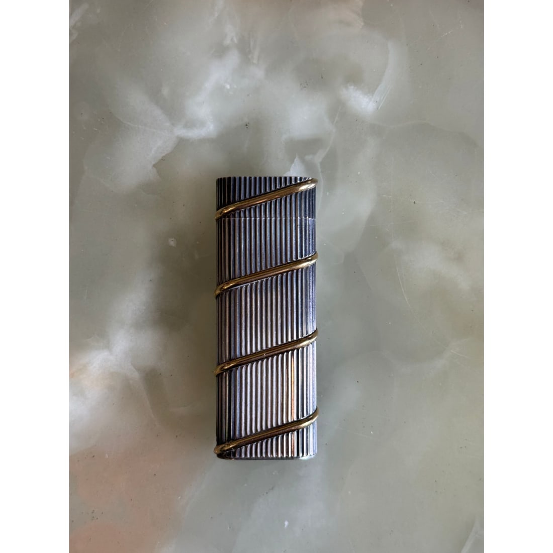 Cartier Godron Swirl Sterling Silver Gold Plated Lighter (1 of 3)