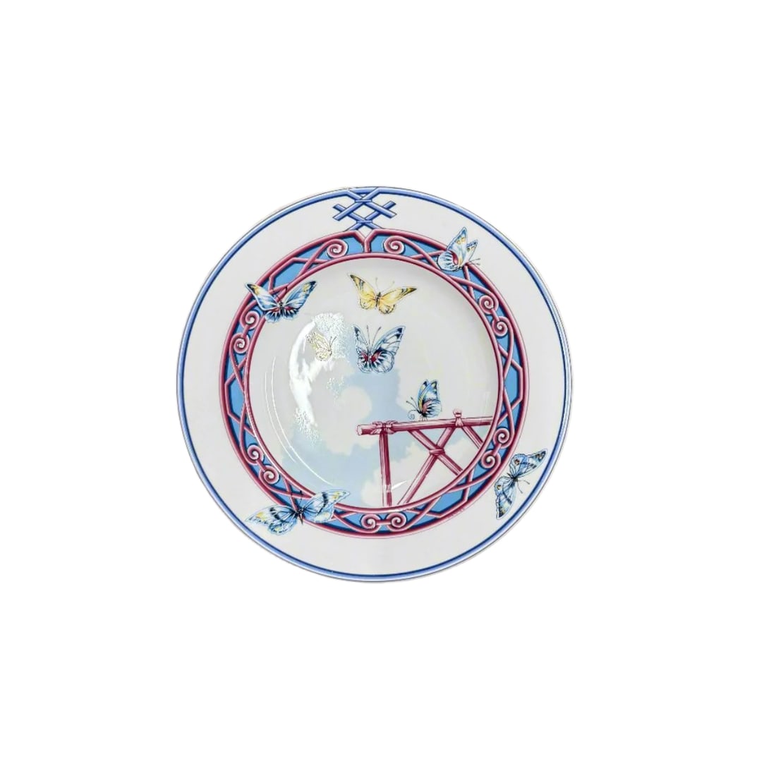 Hermes Paris Le Jardin Des Papillons Salad Plate Set of 6: Metal : Porcelain Designer : Hermes Measurements : D: 8''. Marked: : Hermes. Condition: : New, store sample. Additional: No box.