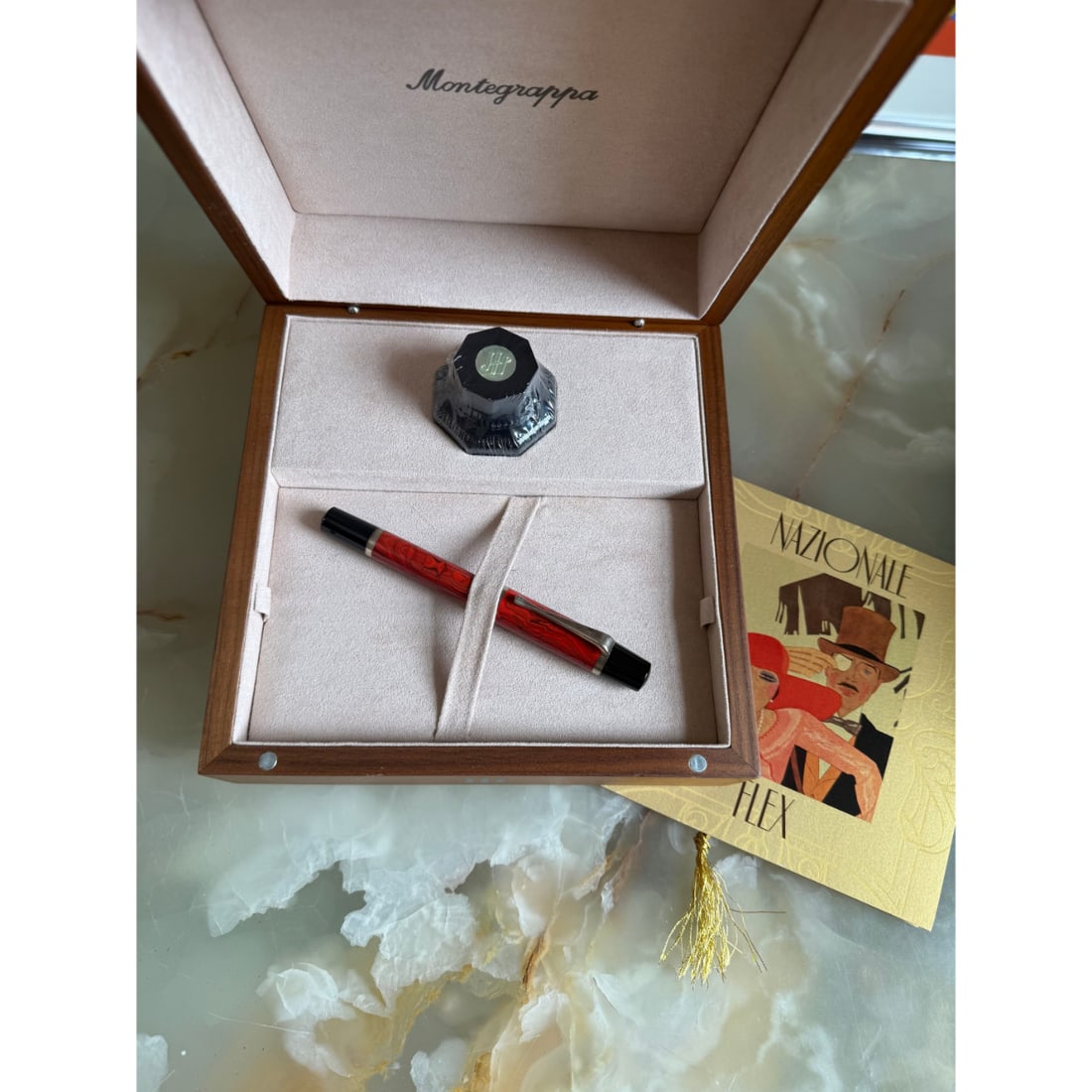 Montegrappa Nazionale Flex Cinnamon Celluloid 14k Gold EF Nib Limited Pen (1 of 5)